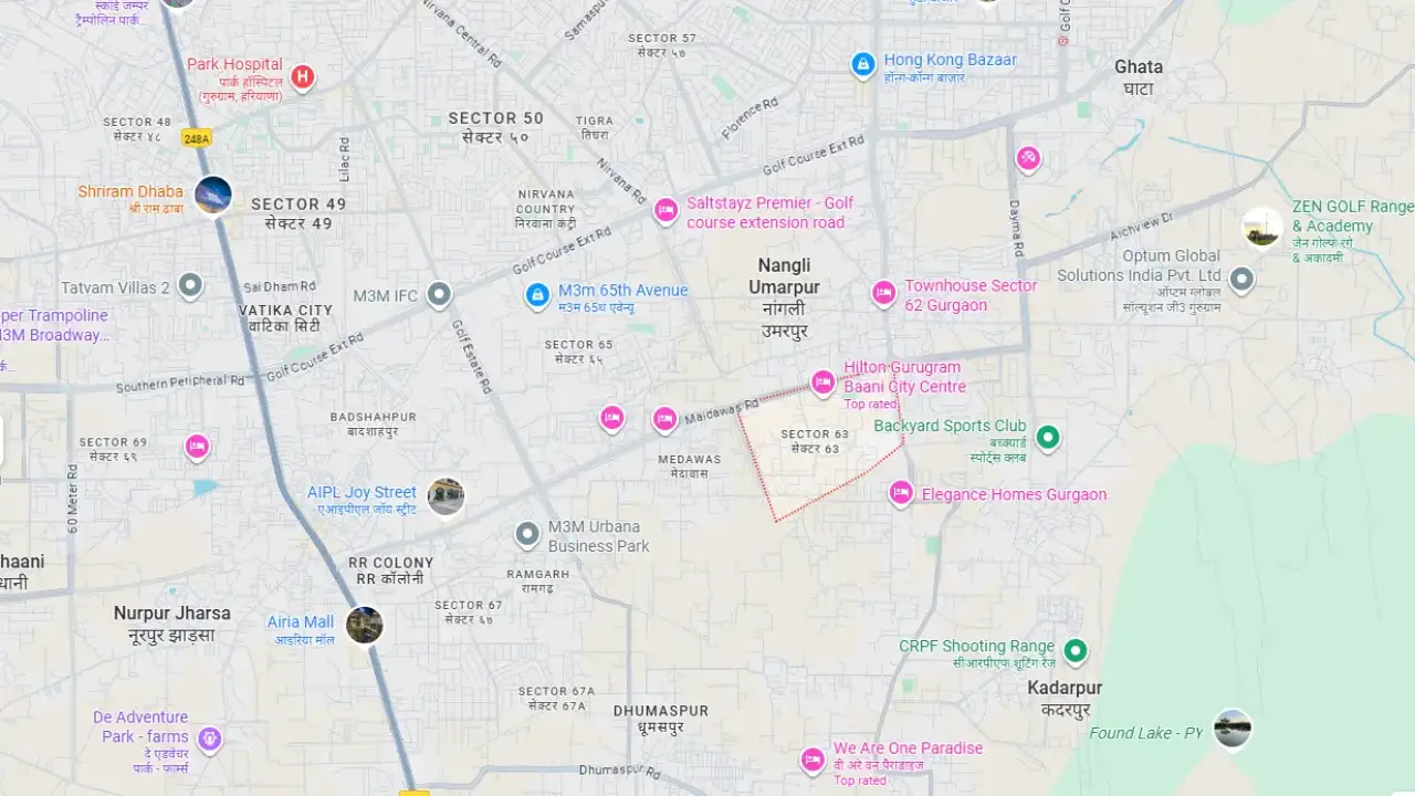 DLF The Arbour Sector 63 Location Map